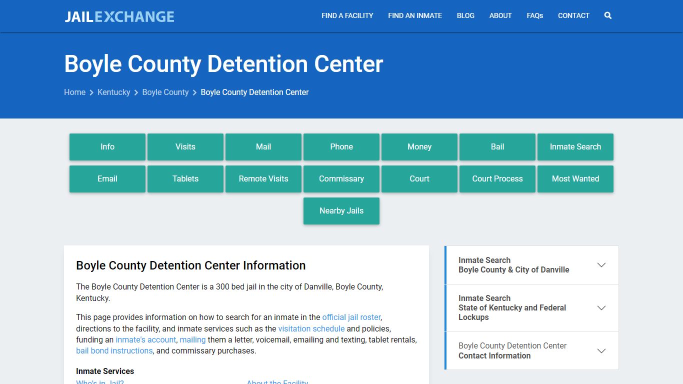 Boyle County Detention Center, KY Inmate Search, Information